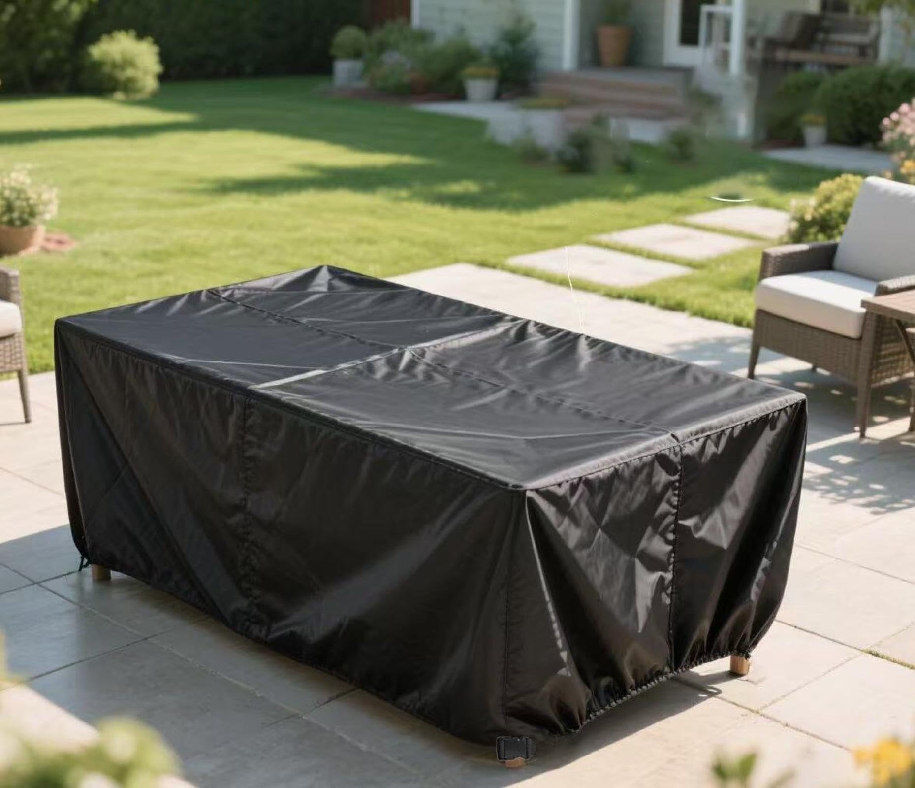 Copertura per Mobili da Giardino,2200x90x95cm/LxWxH Nero Telo 420D Oxford Impermeabile Antivento Antipolvere Telo Protettivo Resistente per Tavoli e Sedie da Esterno 200x160x90cm(LxWxH)