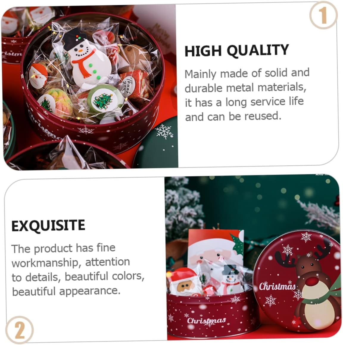 10Pcs Christmas Storage Candy Tin Boxes Holiday Cookie Tins for Giving Festive Candy Jar Organizer Christmas Tin Box for Treats and Sweets for Christmas Candy Packaging