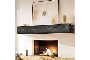 Floating Fireplace Mantel Shelf: 60" Rustic Wood Firemantel