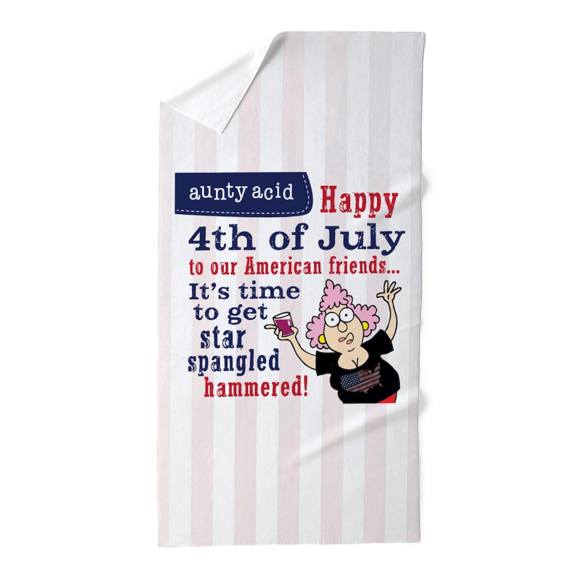CafePress Aunty Acid: Star Spangled Hammered Large Novelty Printed Beach Towel 30"x60"