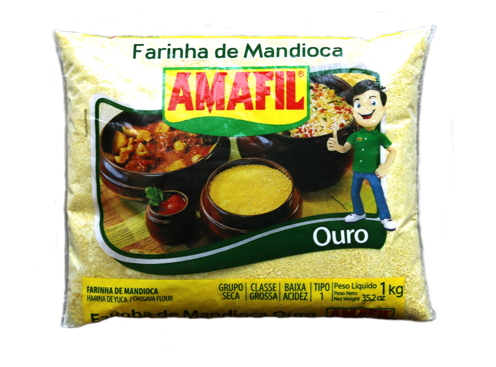 Amafil Toasted Cassava Flour Gold Coarsie 35.2oz | Farinha De Mandioca Torrada Ouro 1kg | Farinha de Mandioca Ouro | Amafil