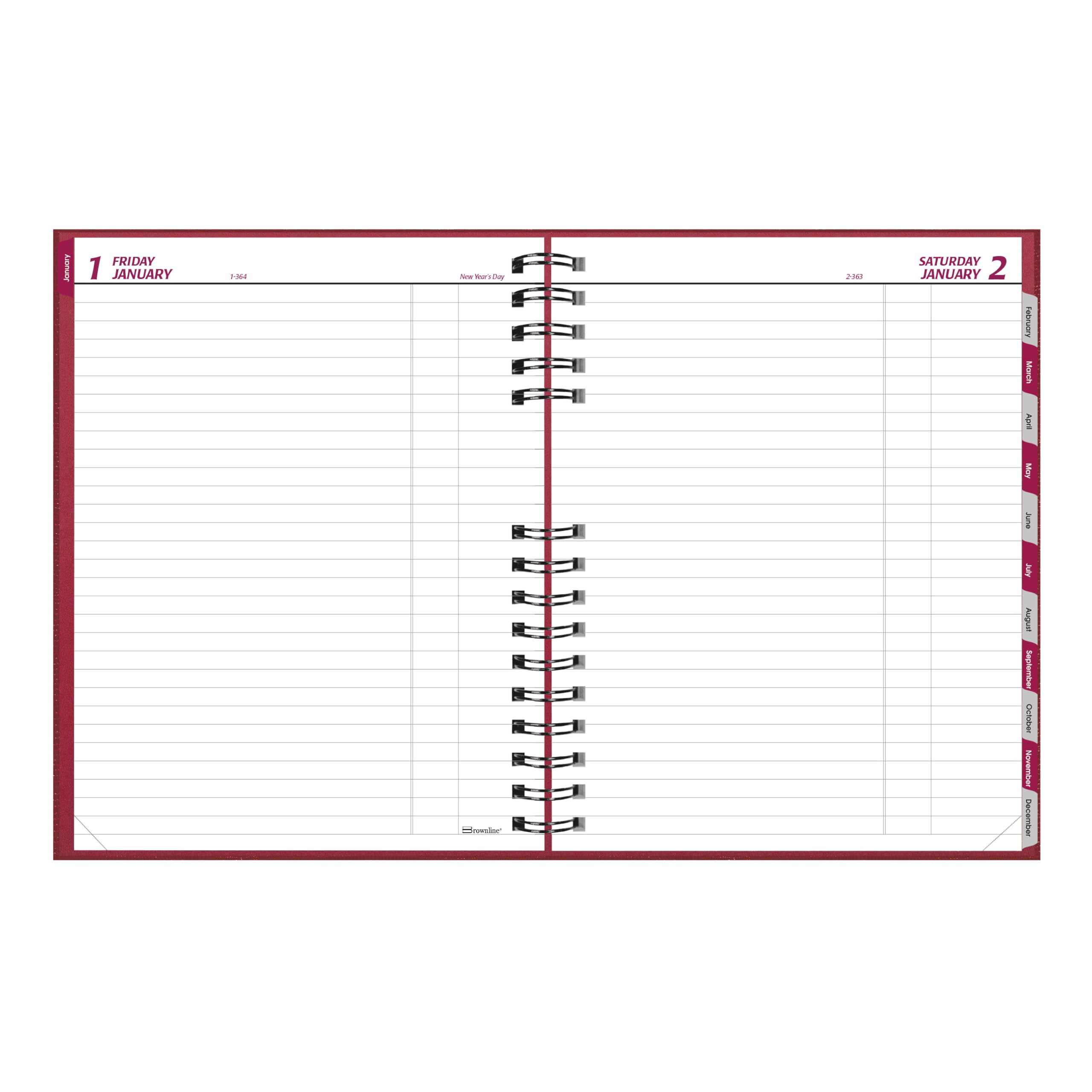 Brownline® CoilPro™ Agenda giornaliera 2027, senza tempo, 12 mesi, da gennaio a dicembre, rilegatura a doppio filo, 25,7 x 20 cm, rosso brillante (C550C.RED)