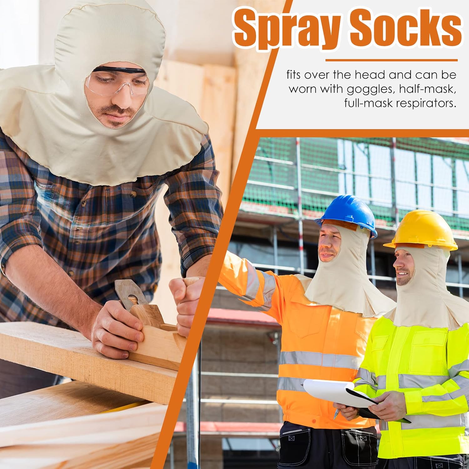 Hercicy Spray Socks Painters Mask Hair Sock Unisex Adult Head Covering Painting Soft Cotton Stretch Hood Mask for Paint - Image 6