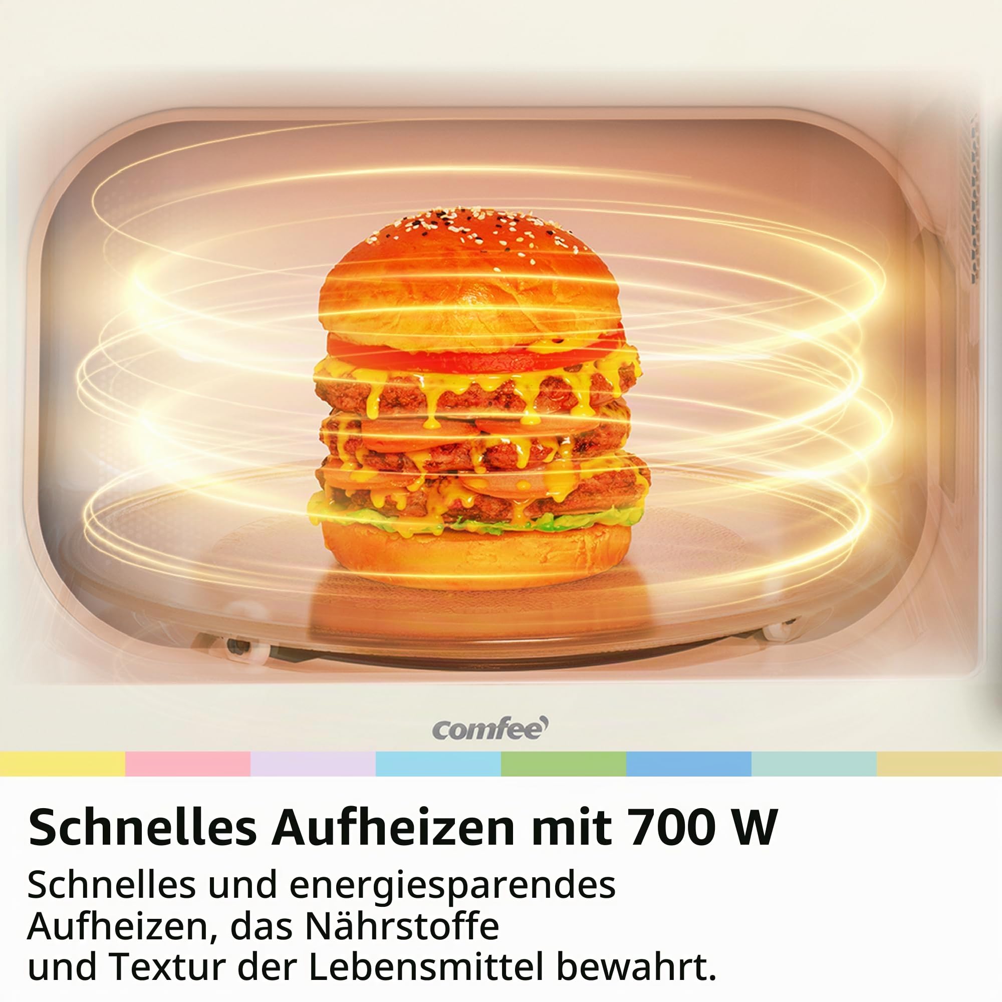 COMFEE CMO-M202NC(CM) Mikrowelle, Vintage, Retro, elegant, mit 5 Leistungsstufen, 700 W, 20 l, Timer verstellbar von 0 – 35 Minuten, einfache Bedienung, Innenbeleuchtung, Creme Aprikose