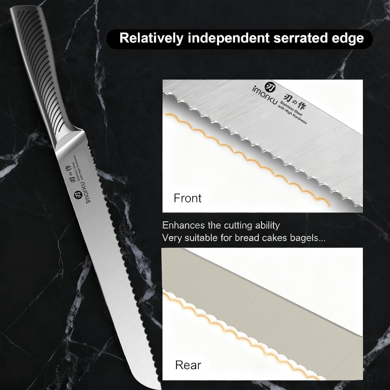 imarku Bread Knife 10 Inch - Japanese Stainless Steel -9