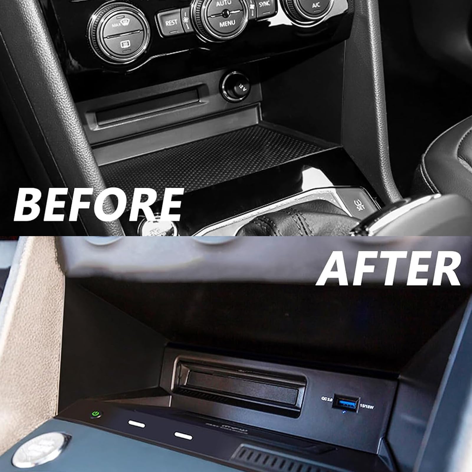 Cargador Inalámbrico Coche para Volkswagen Tiguan eHybrid 2019 2020 2021,15W Qi Carga Rápida Auto Teléfono Cargador,Cargadores De Móvil por Inducción,Consola Central Cargador Accesorios