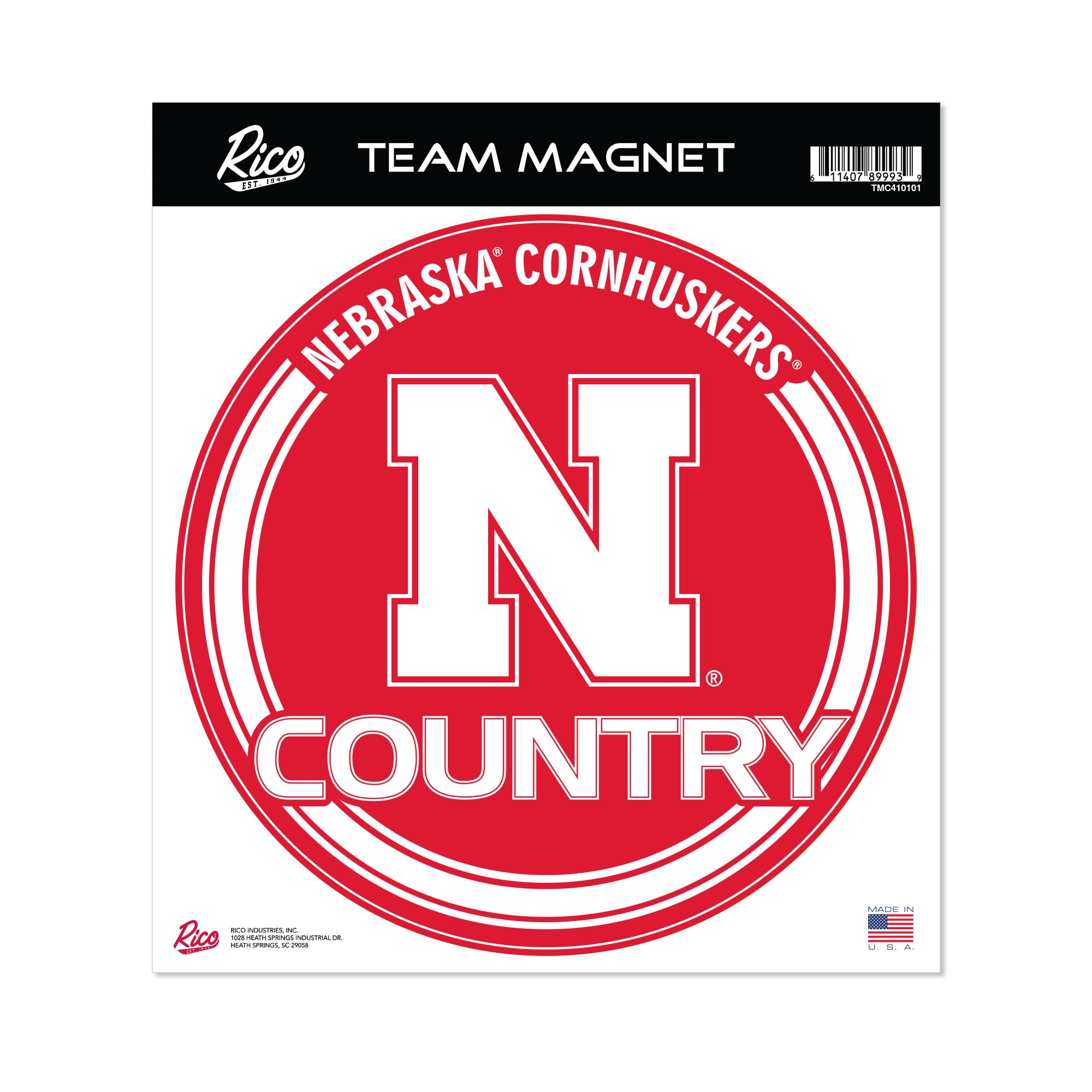 Rico Industries NCAA Nebraska Cornhuskers Standard 8" Round Magnet