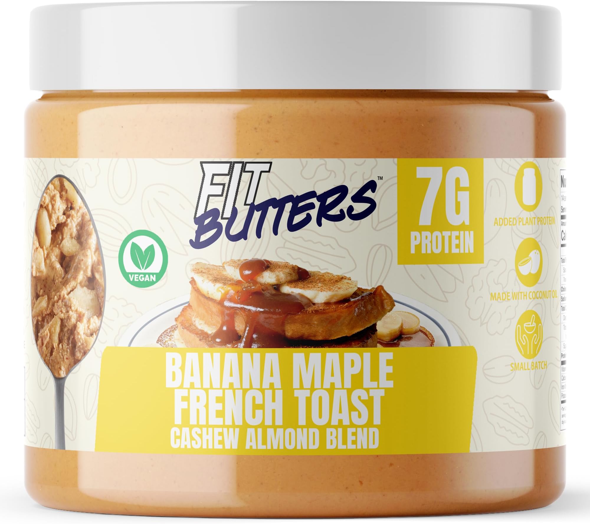 Banana Maple French Toast Cashew Almond Butter Vegan Spread - Added Protein and Coconut Oil, Low Carb, Low Sugar, Gluten Free, Complete Protein Dessert Flavored Nut Butter