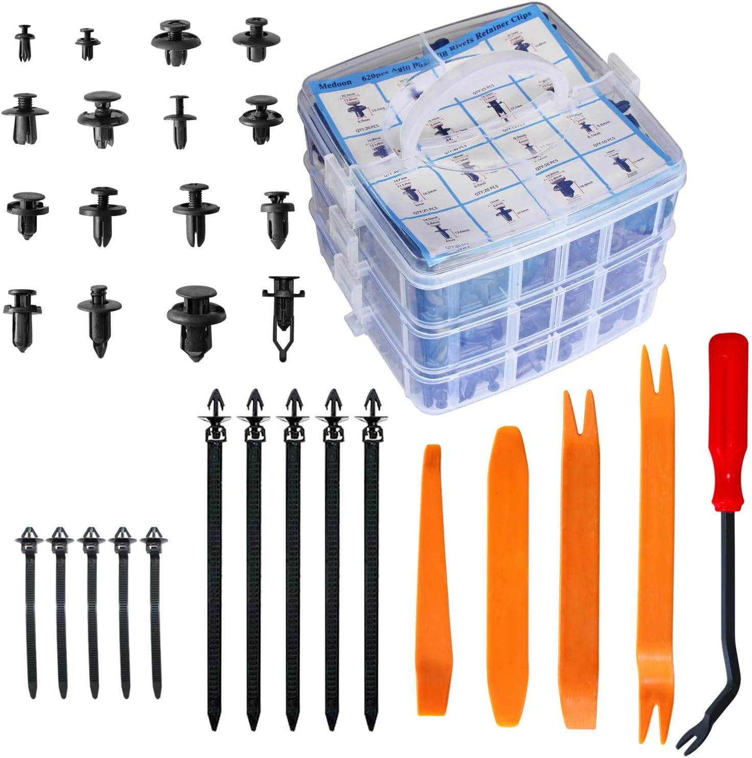 Car Retainer Clips Fasteners Cars Body Kits 16 Most Popular Sizes 635 PCS Plastic Car Door Panel