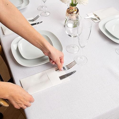 Miniatura 7 de AH AMERICAN HOMESTEAD Servilletas de papel de lino con bolsillo para cubiertos, servilletas desechables a granel de 16 x 15.5 pulgadas, elegantes