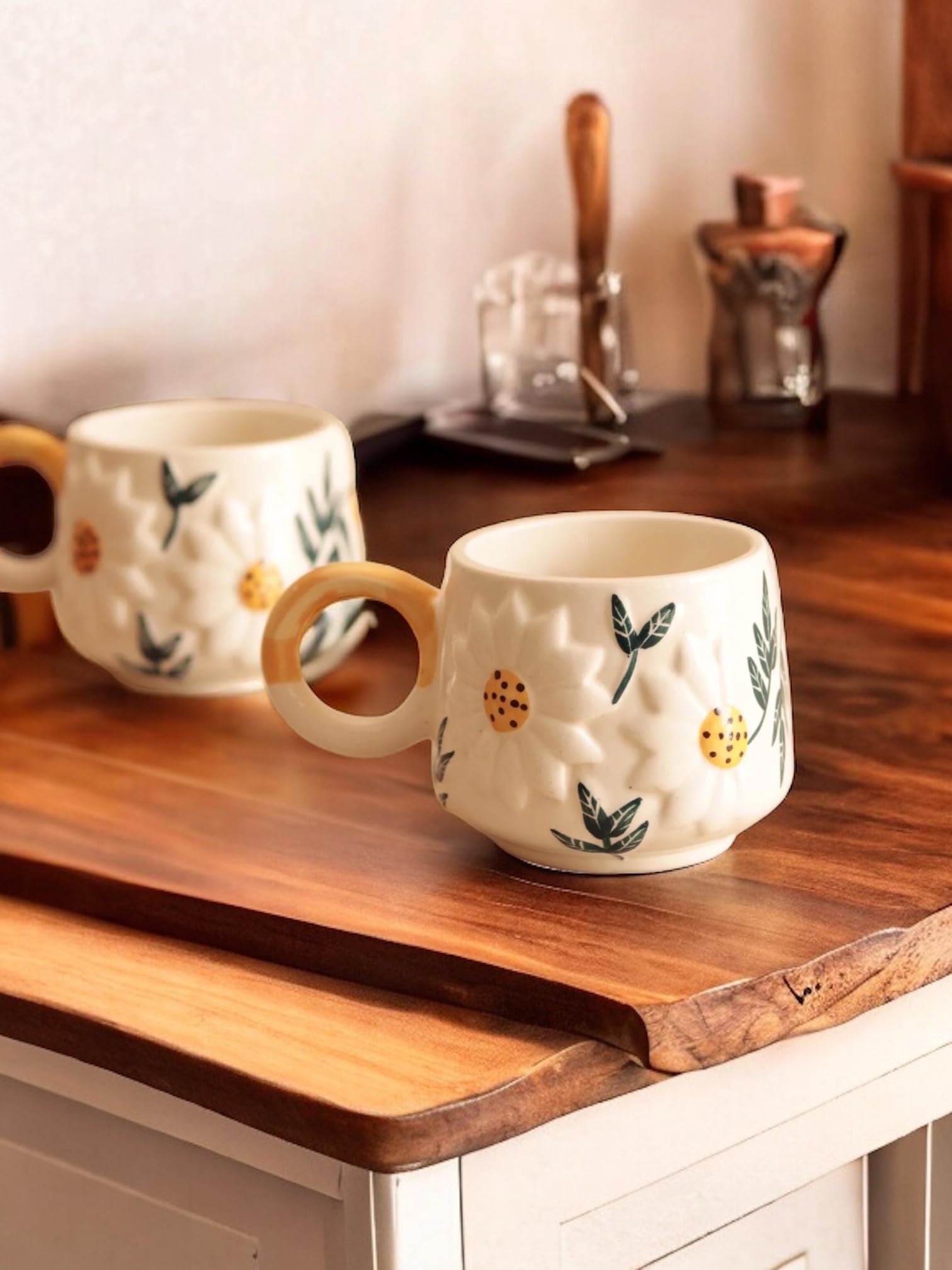 BACKKSPACE RETAIL Sun Flower Mug Set of 2 – 250ml Cream Mugs with Daisy Bloom Design | Perfect for Coffee or Tea Lovers | Microwave and Dishwasher Safe | Ideal for Home, Office, or Gifting (B0CWTW7TTB) Amazon Price History, Amazon Price Tracker