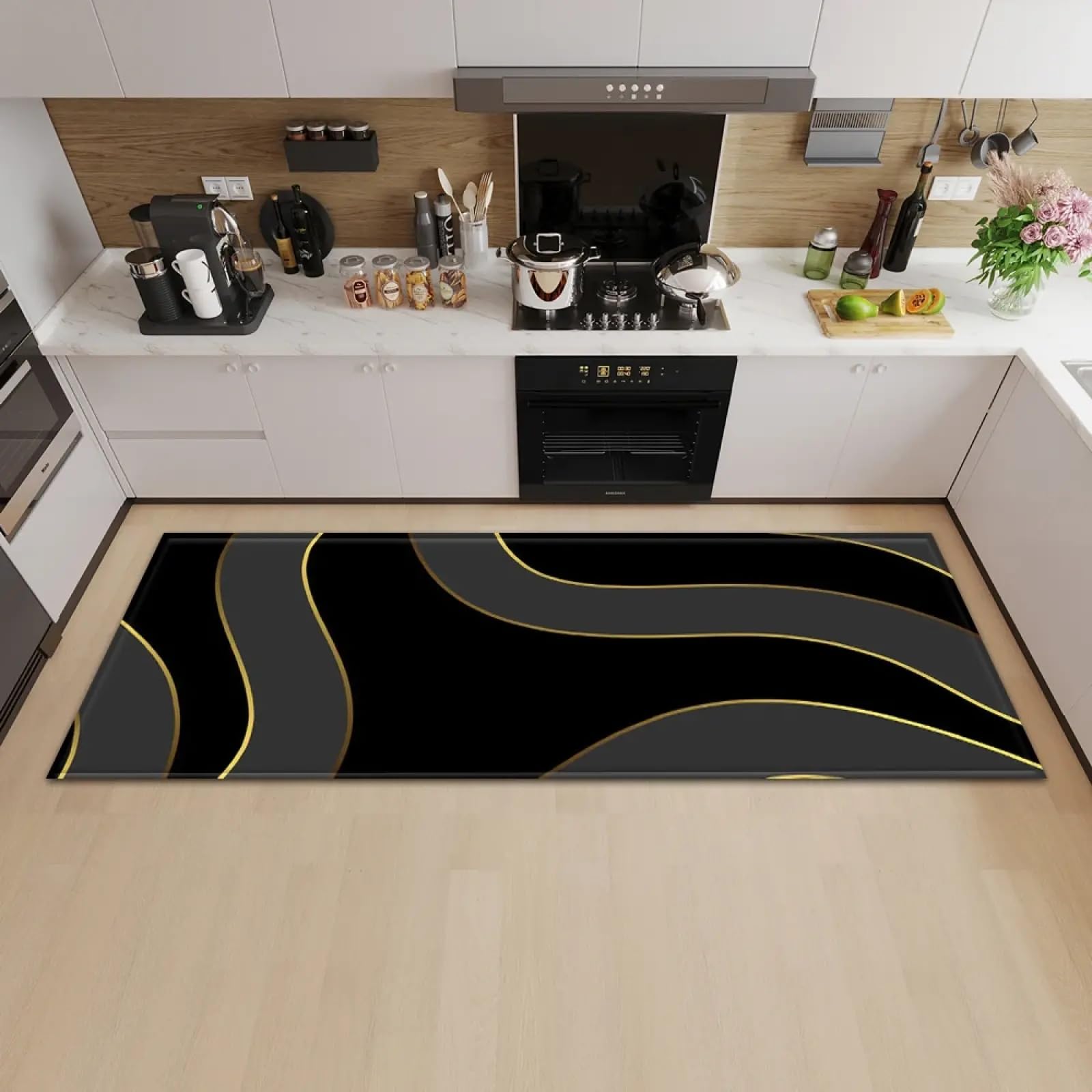 Tapis de couloir long 180x250cm antidérapant et moderne pour sol de cuisine