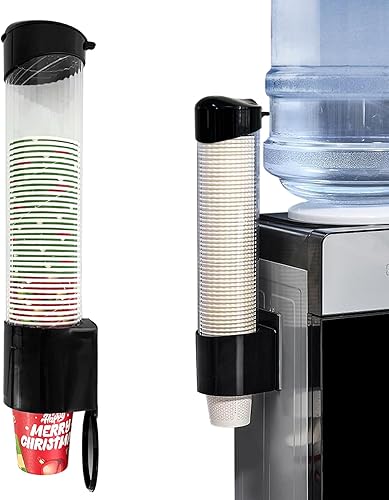 Dispensador de vasos de papel desechable de tracción media, dispensador de tazas para tazas de cono o fondo plano de 5 oz a 7 onzas, dispensador de