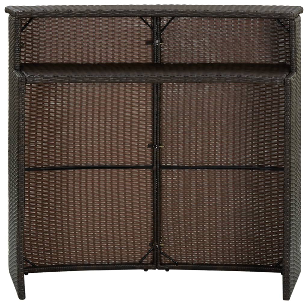 vidaXL Mesa Alta de Jardín Muebles Mobiliario Cocina Salón Sala Estar Hogar Exterior Patio Estable Duradera Ratán Sintético Marrón 120x55x110 cm