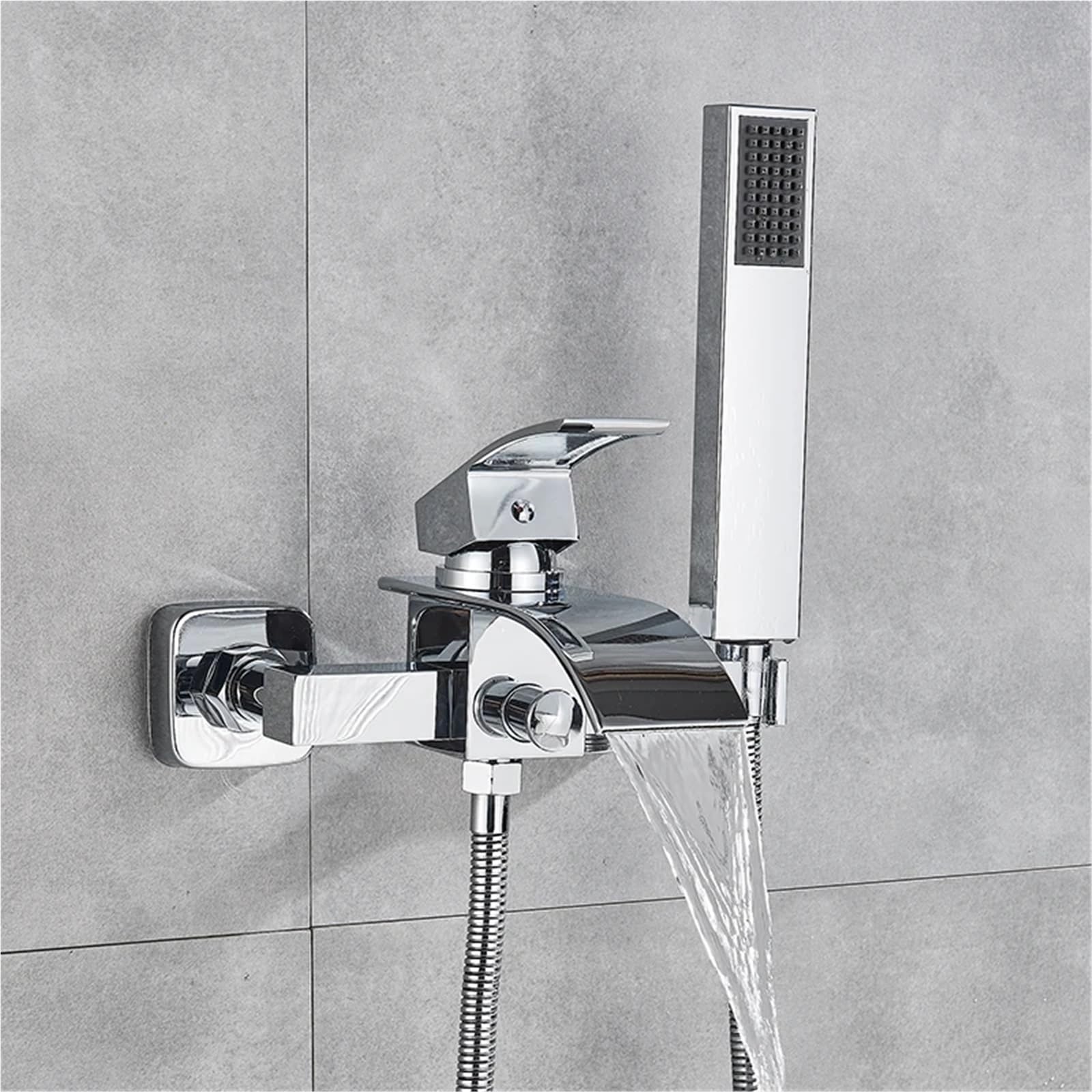 Rubinetto a cascata per vasca da bagno con doccetta – Miscelatore monocomando rubinetto da parete per vasca da bagno – Apparecchio da bagno elegante e funzionale