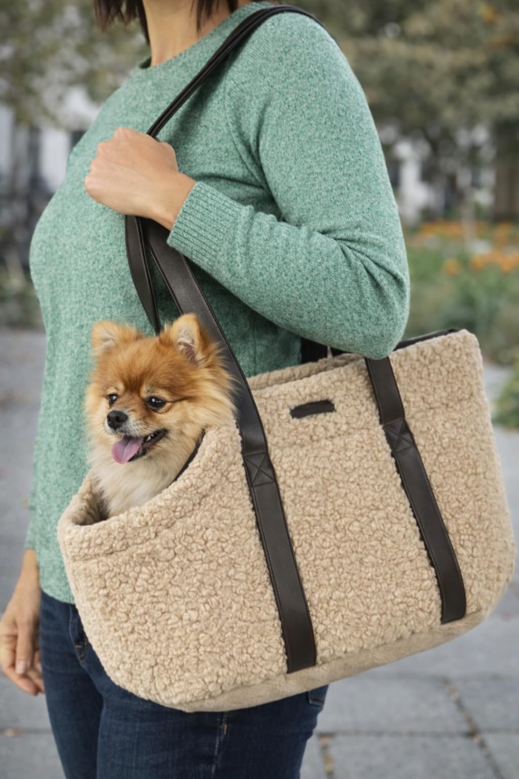 Trasportino per Cani – Gatti – Pookie – Borsa in Pile Imbottita con Fondo Rimovibile, Tracolla Regolabile, Tasca e Gancio di Sicurezza