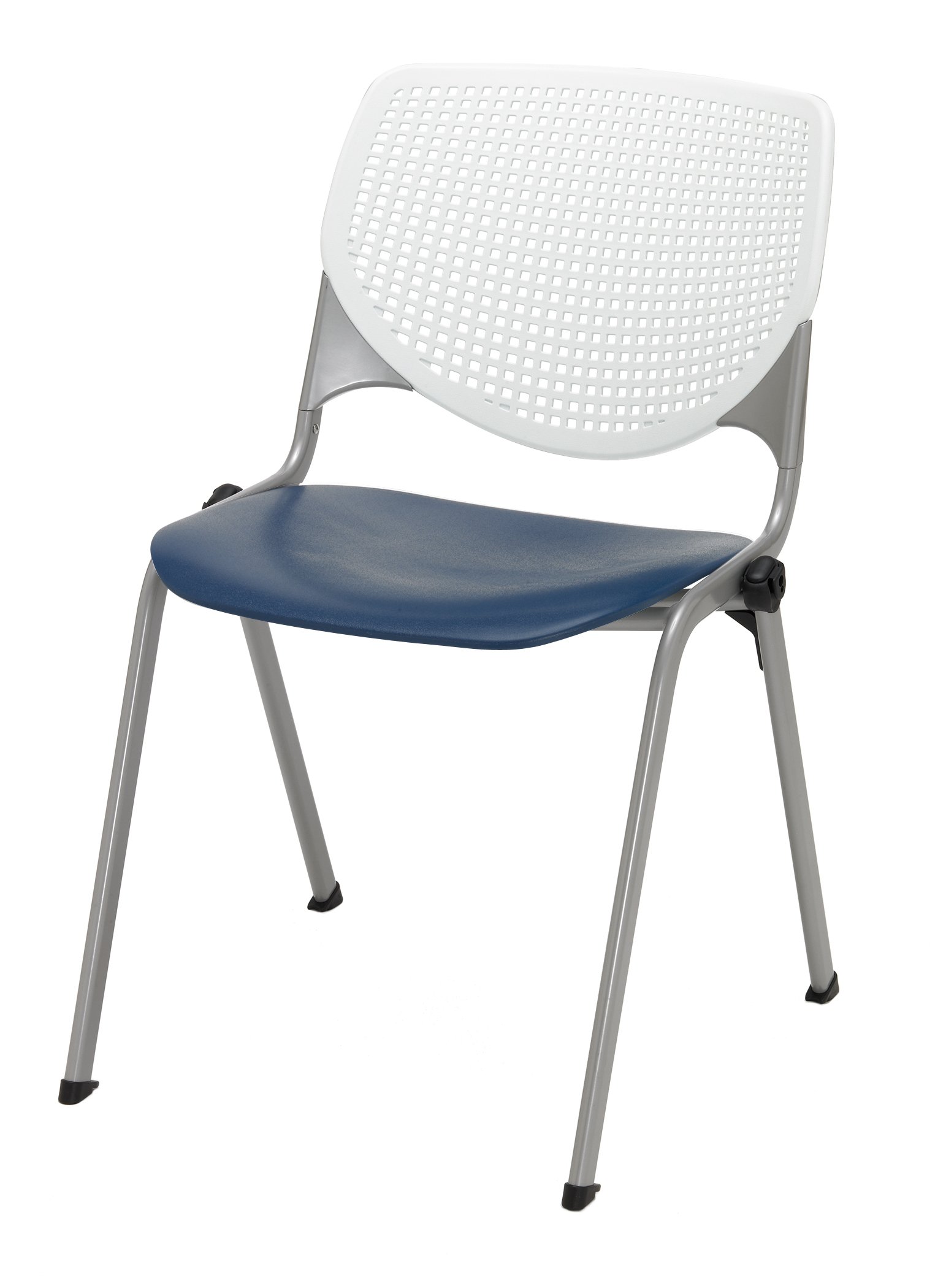 KFI Seating Poly Stack Chair with Perforated Navy Seat and White Back