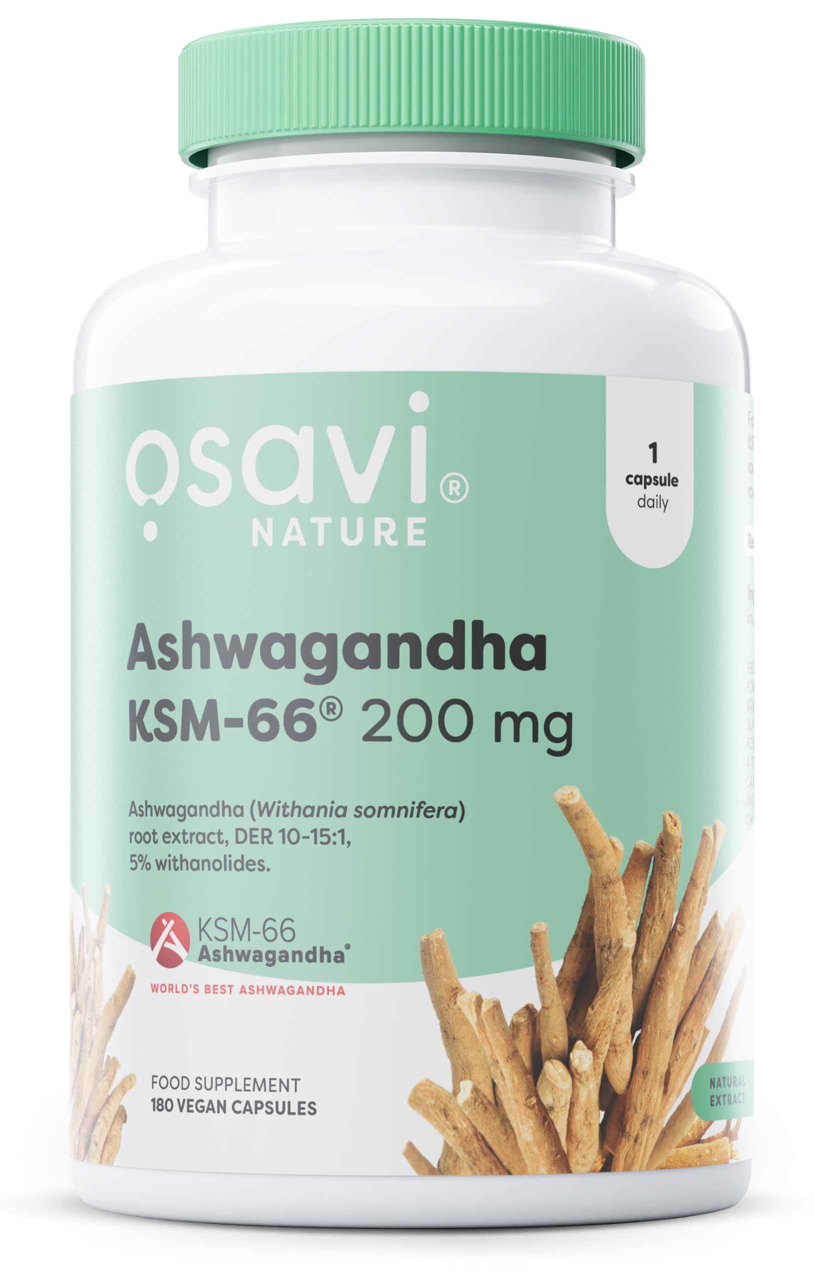 Osavi Ashwagandha KSM–66® 200 mg – 180 Vegan Capsules | Clinically Tested Stress Support | High–Potency Root Extract for Resilience | Mental Balance & Overall Wellbeing | Vegan & Clean Label