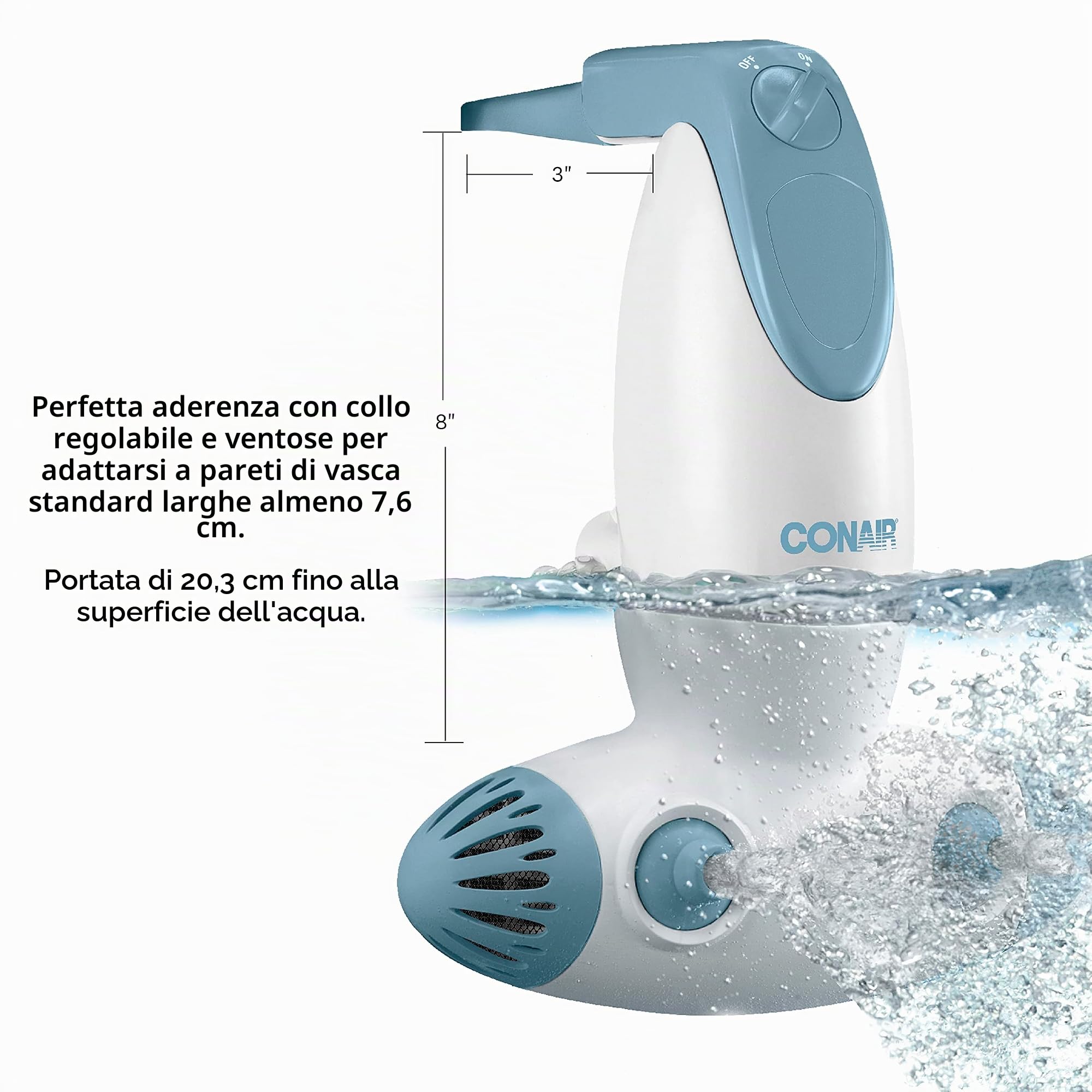 Conair Vasca idromassaggio portatile con doppi getti idrogetti per vasca, vasca da bagno per vasca crea bolle lenitive e/o massaggi, vasca idromassaggio per uso domestico, bianco