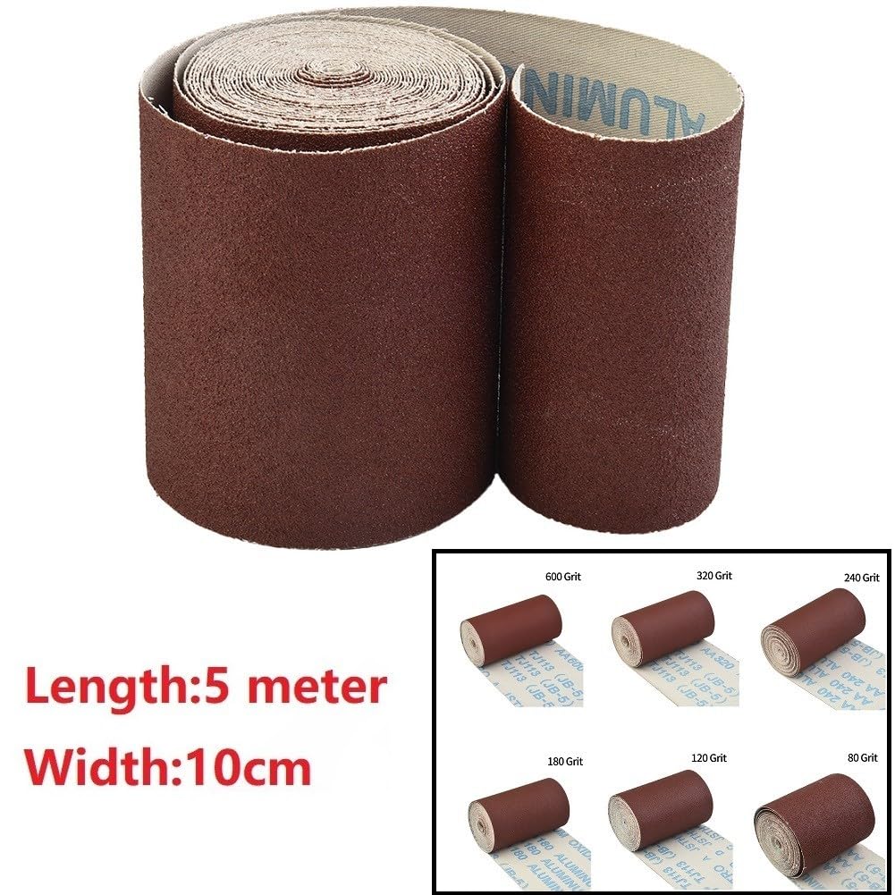 Rotolo di tela smeriglio di alta qualità, lunghezza 5 metri, grana 80600, perfetto per sagomati (240#)