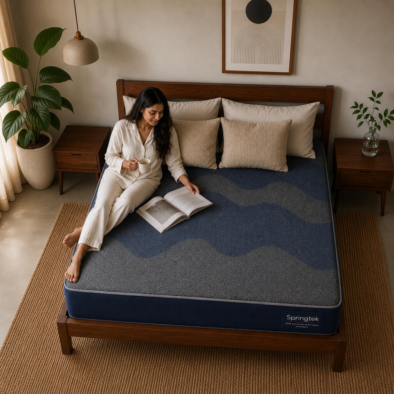 Springtek Hybrid Hard & Soft Dual Comfort Mattress King Size 75x72 4 Inches | Medium Firm Support Mattresses | Double Side Comfort 2 Layer Breathable Gadda | 75x72 Inch-image-26