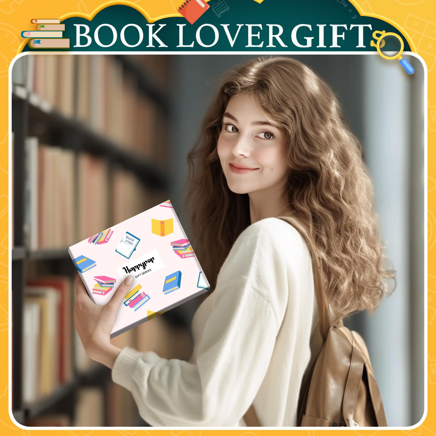 HAPPYPOP Funny Readig Socks for Women - Math Jane Book Gifts, Pencil Library Card Gifts