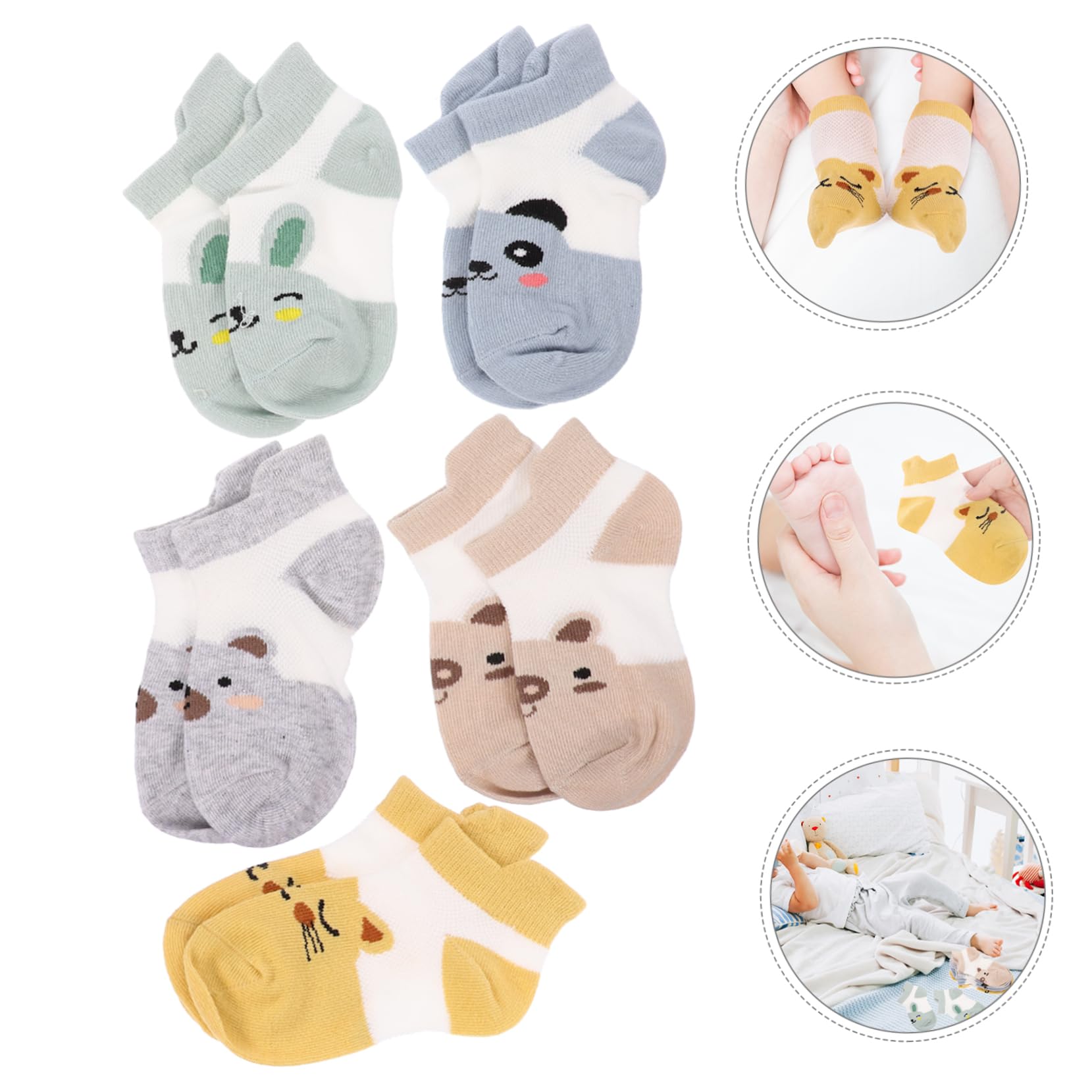 VALICLUD Comfortable Cotton Socks 5 Pairs for Toddlers Boys Girls Socks Fun Patterns Season
