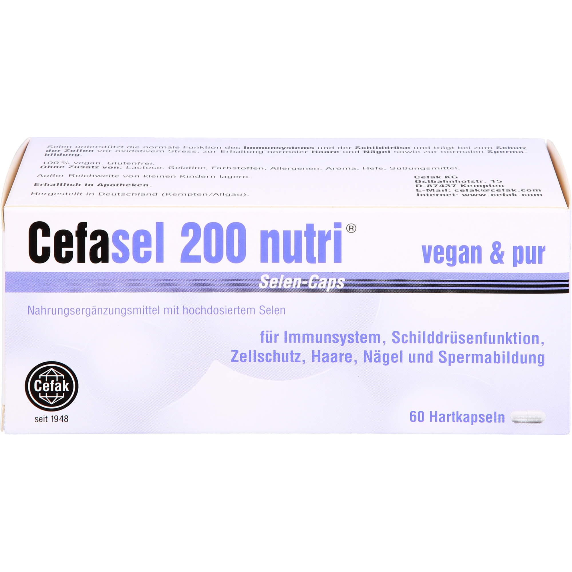 Cefasel 200 nutri Selen-Caps für Immunsystem, Schilddrüsenfunktion, Zellschutz, Haare, Nägel und Spermabildung, 60 St. Kapseln