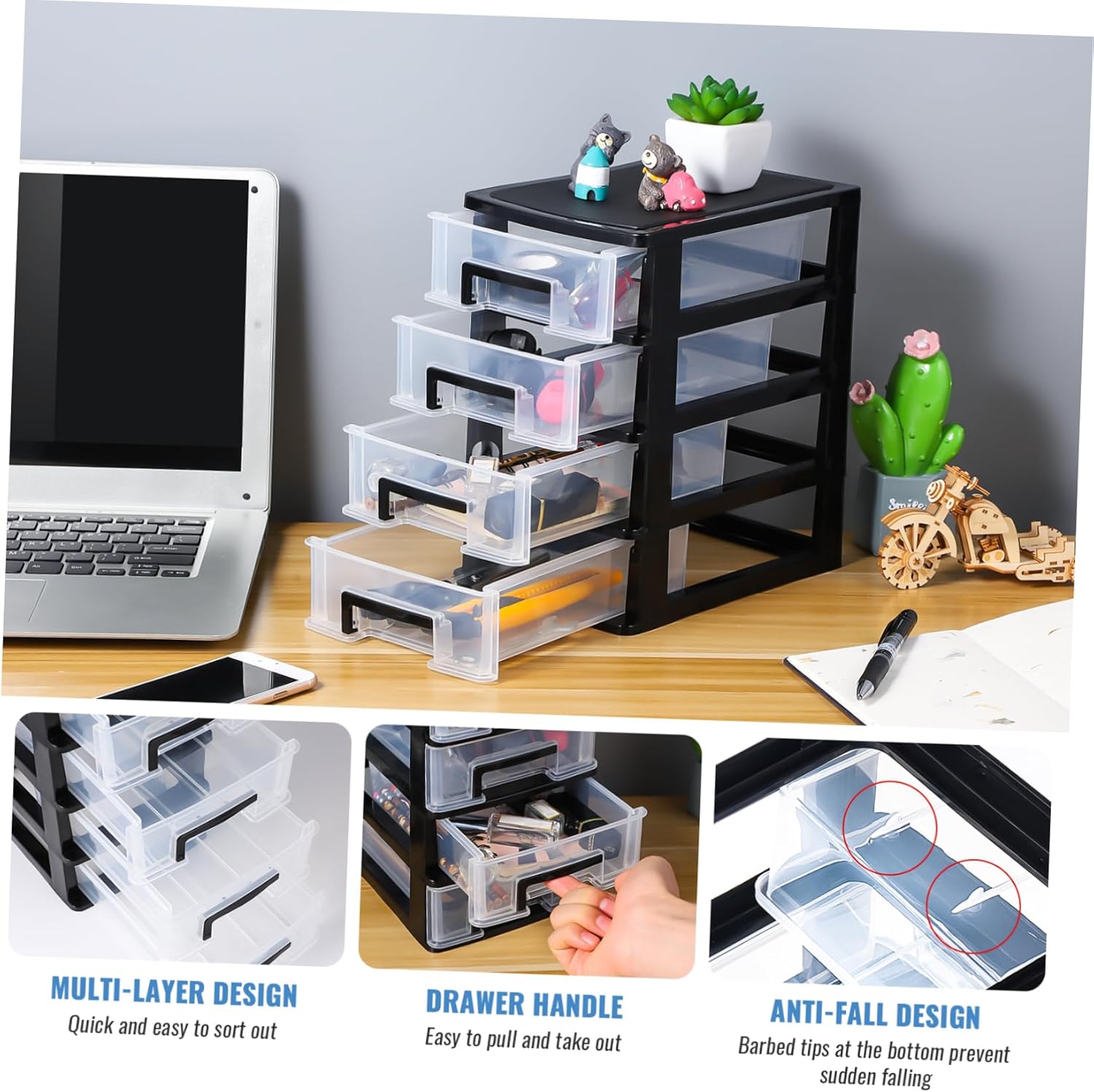 Desktop Drawer Organizer Cosmetic and Stationery Storage Box for Home Office School and Dorm Use