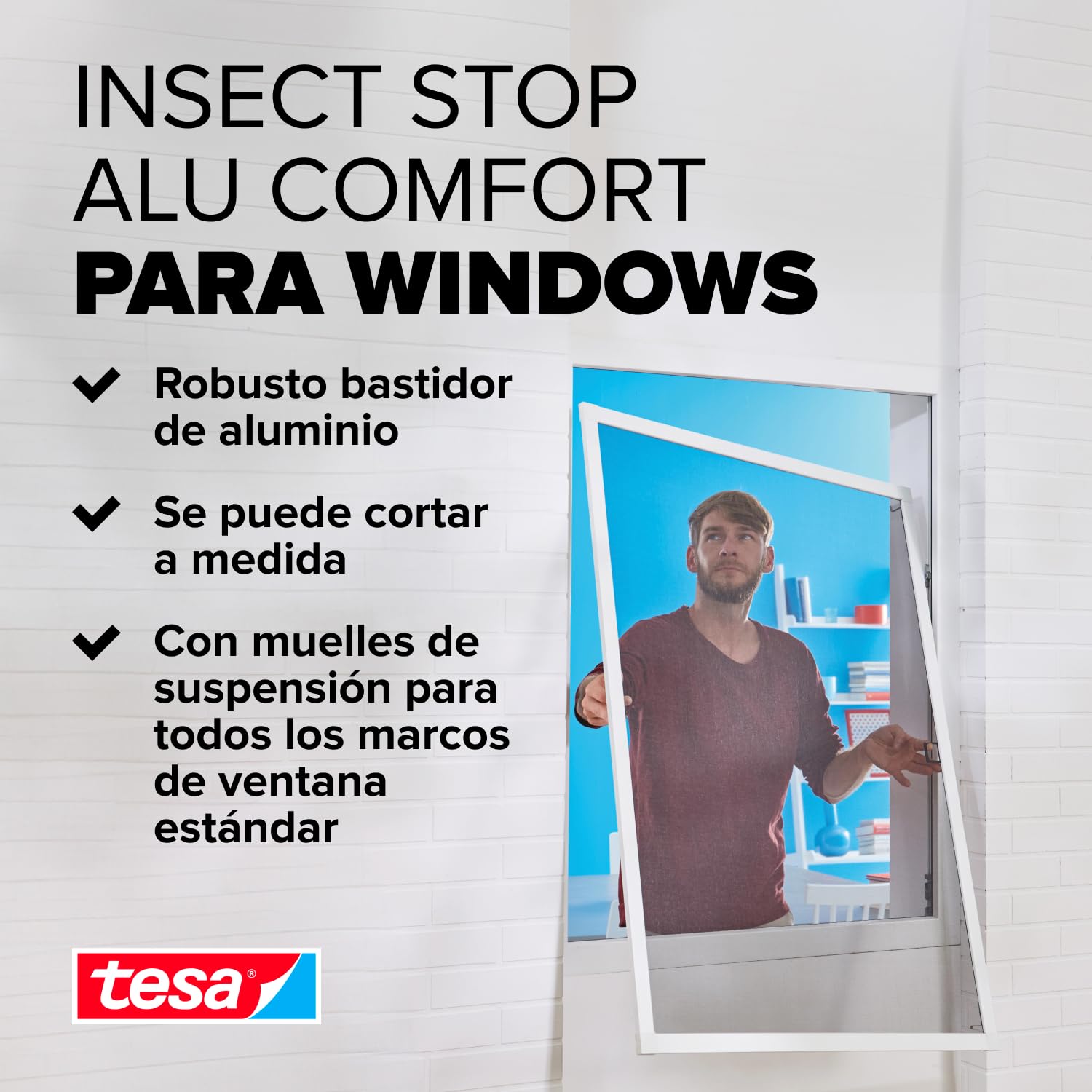 tesa INSECT STOP Mosquitera con marco de aluminio, ventanas