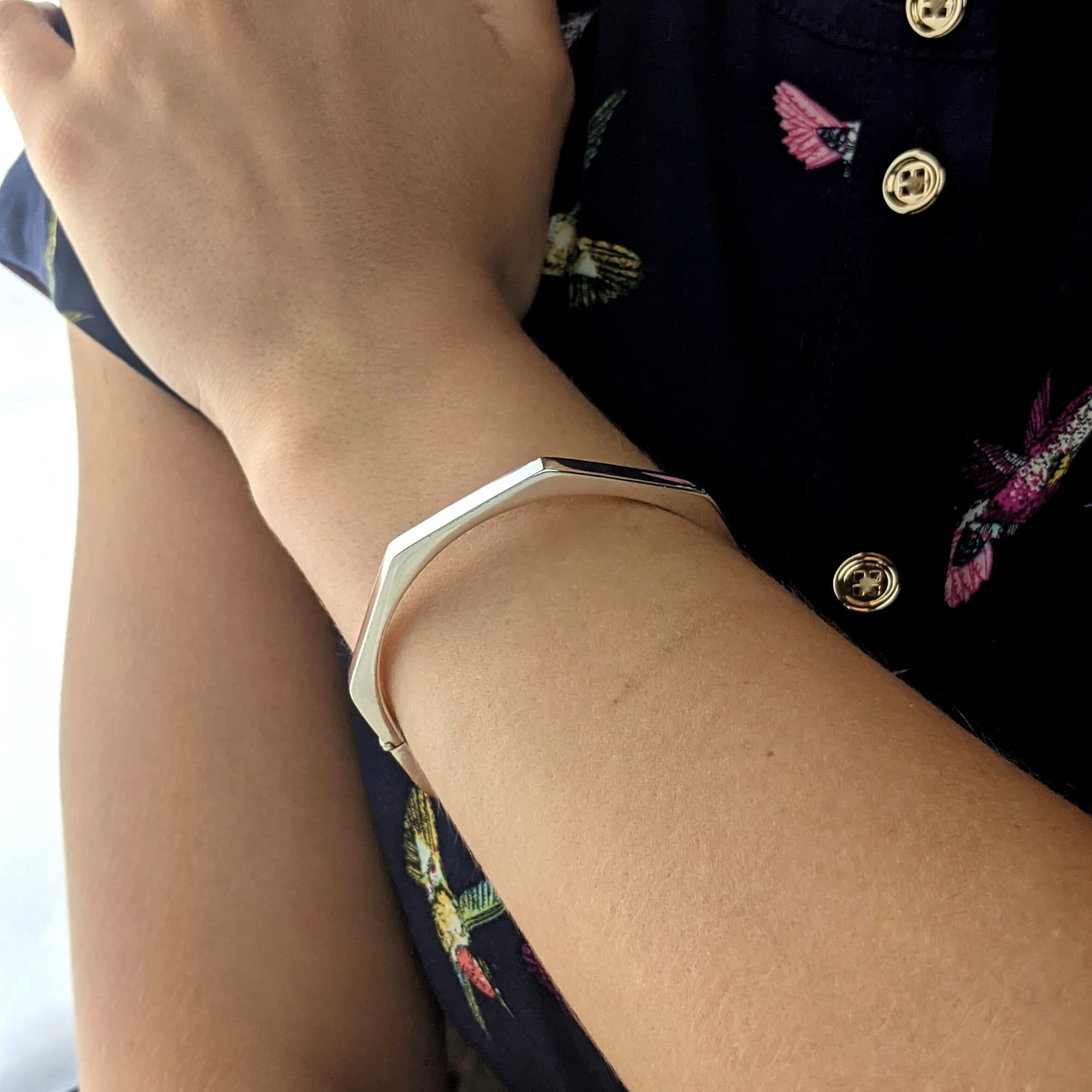 Silverly Bracciale in Argento Sterling 925 con Cerniera Ottagonale | Elegante Bracciale Geometrico in Argento Sterling per Donna | Bracciale Rigido in Tubo Quadrato Lucidato