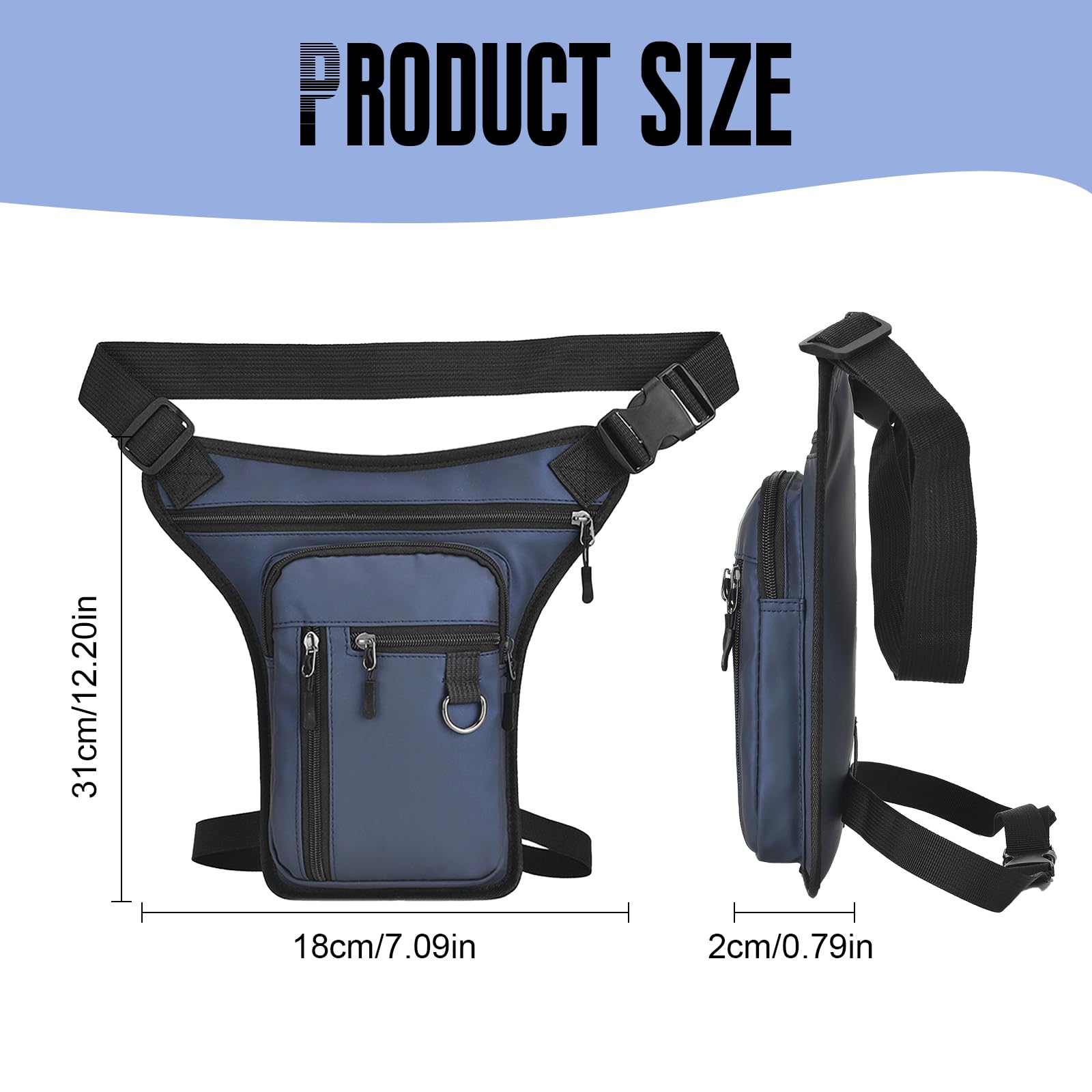 Beingürtel Beutel Große Seiten Taillenpack praktische Nylon Umhängetaschen Crossbody Geldbörse für Camping,Wandern,Klettern,Laufen,Radfahren,Motorrad,Sport und Arbeit, Negro , 30 x 18 x 2 cm