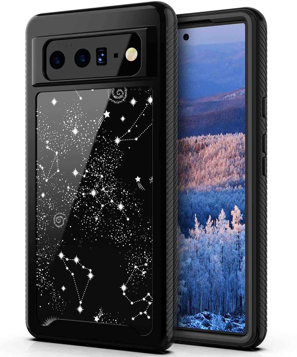 Photo 1 of 2 pack PBRO Case for Google Pixel 6 Pro Case 2021,Cute Universe Case Dual Layer Soft Silicone & Hard Back Cover Heavy Duty PC+TPU Protective Shockproof Case for Google Pixel 6 Pro -Black and PBRO Case for Google Pixel 6 Case 2021,Cute Astronaut Case Dual