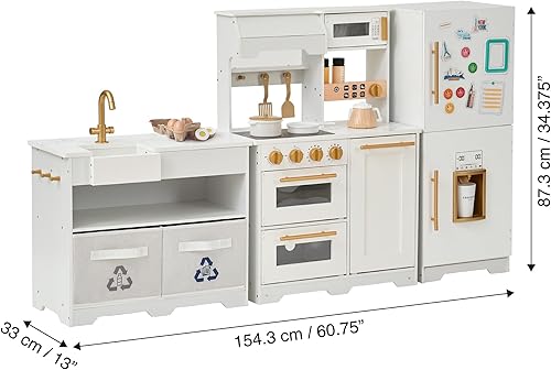 Miniatura 5 de Teamson Kids Little Chef Atlanta - Cocina modular grande de madera con características interactivas y realistas, y 17 accesorios de cocina, para 3