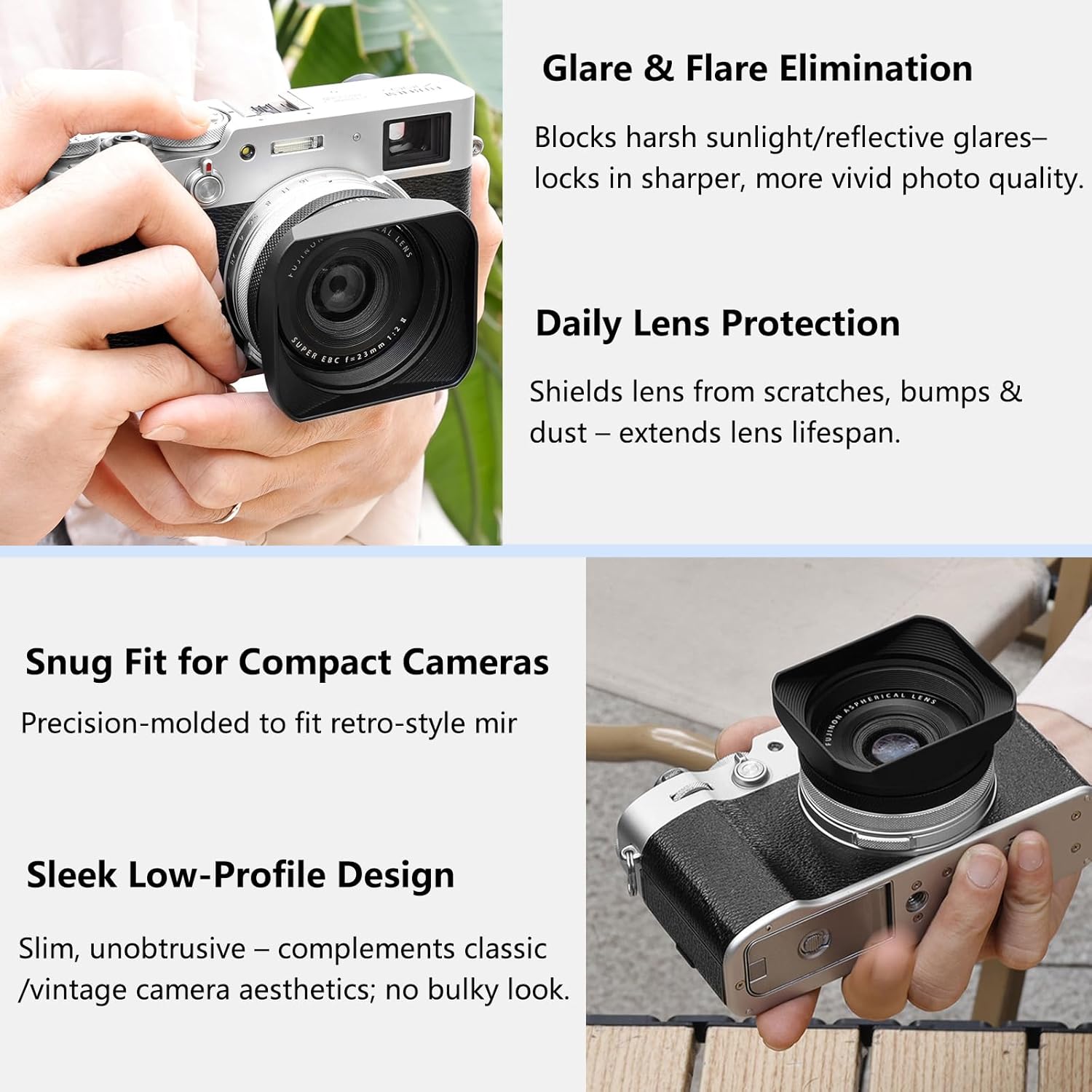 X100VI X100V Metal Lens Hood Shade with Cap and 49mm Adapter Ring Kit for Fuji X100VI Fujifilm X100V X100F X100 X100S X100T X70 Camera (Black)