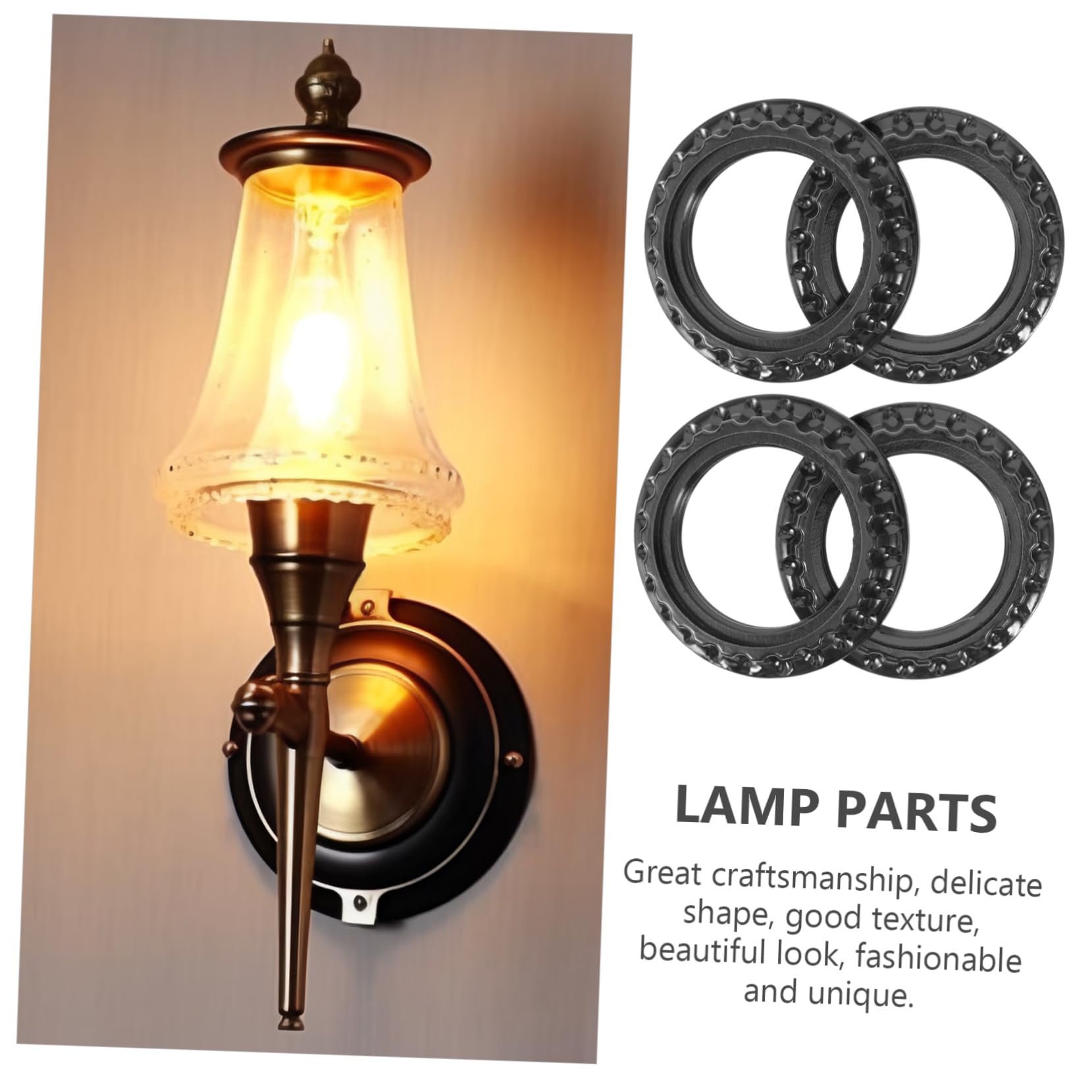 OATIPHO 10pcs E26 Lamp Shade Ring Set – Black Bakelite Shade Collar, Lampshade Adapter For Floor And Table Lamps, Light Fixture Replacement Parts