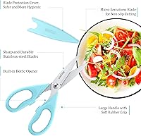 Vista 2 de Tijeras de cocina iBayam, tijeras de cocina multiusos, resistentes tijeras de carne, tijeras de aves de corral, aptas para lavavajillas, tijeras