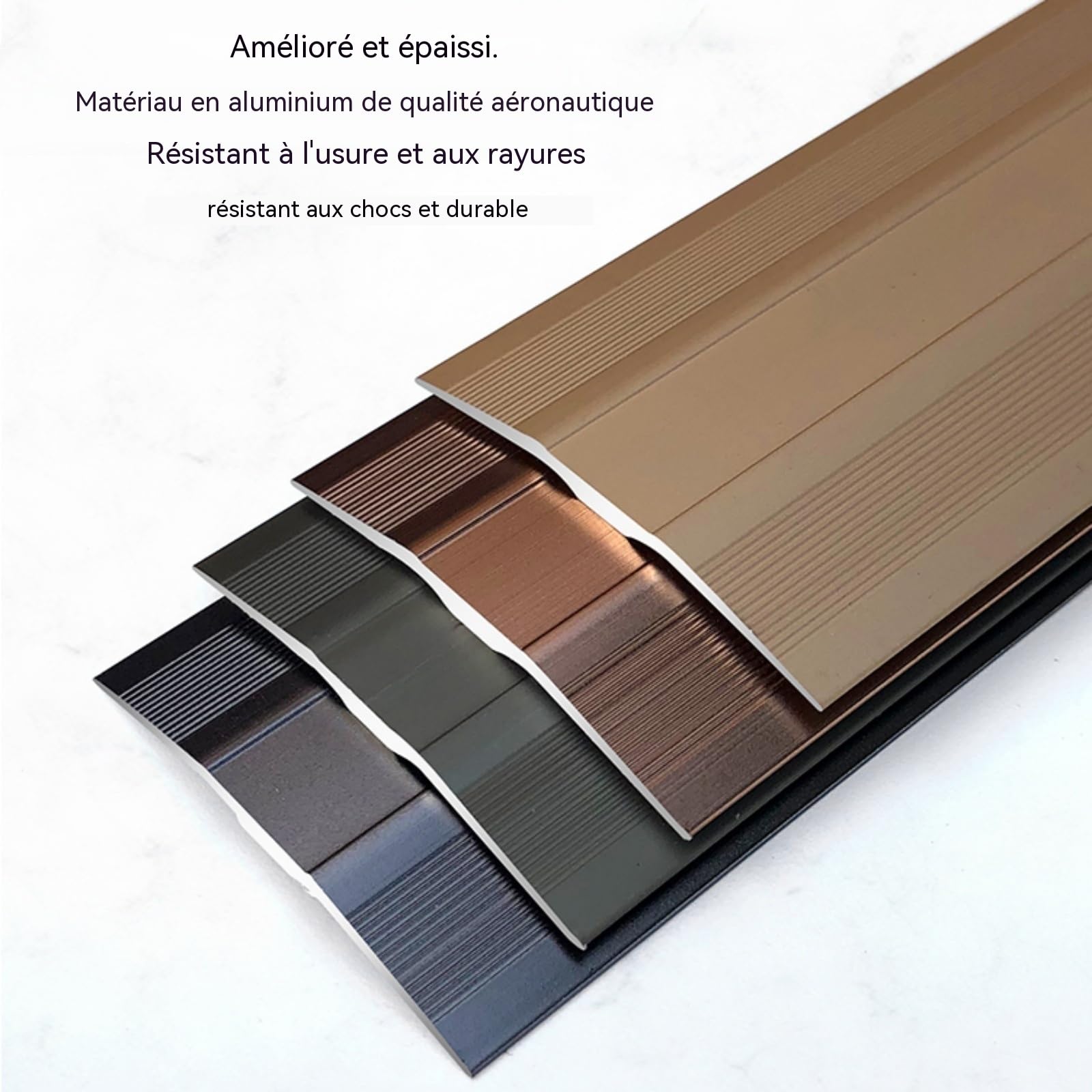 Barre De Seuil en Aluminium 90 Cm* 3 Profil De Transition Extra Large pour Sol Stratifié vers Moquette, Barre De Transition De Sol pour Porte, Idéale Zones À Fort Passage(Rose Gold)