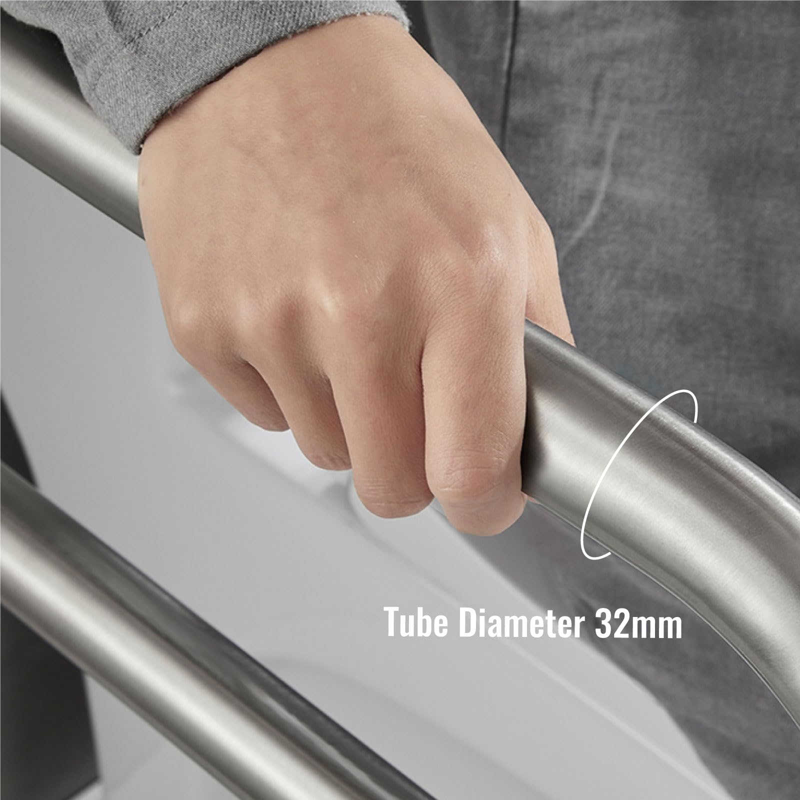 Barra Baño Blanco, Barra de Apoyo para Inodoro Acero Inoxidable Asidero de Seguridad Abatible 60cm Asa Antideslizante Manija de la Ducha Barras Sujeción 60cm/23.6in
