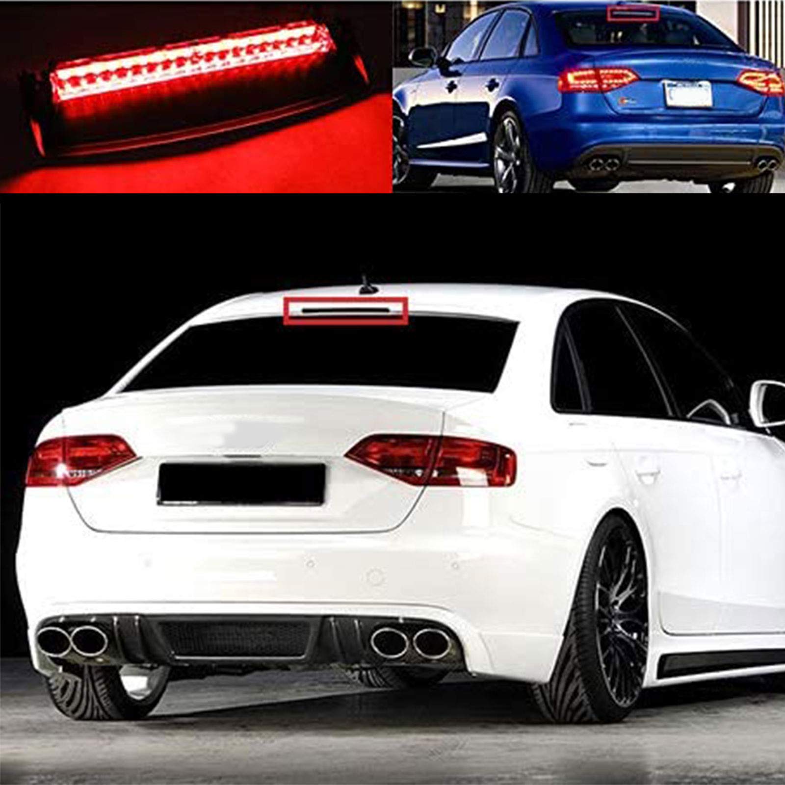 panthem Tercera luz de freno, lente roja LED central alta luz de estacionamiento de repuesto para A-udi A4 B8 Sedan 2008-2015 8K5945097