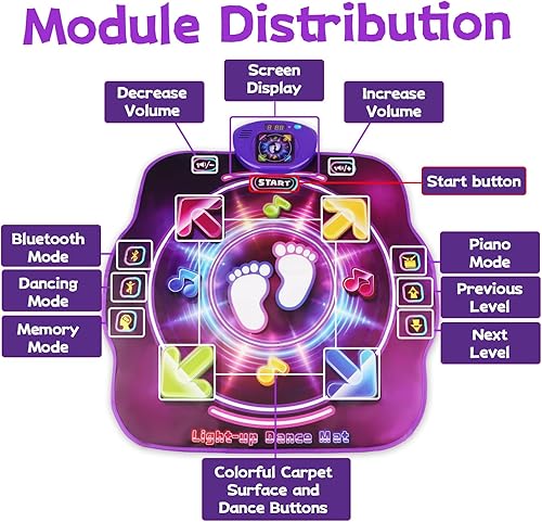 Miniatura 4 de Juguetes de tapete de baile para niños de 3 a 12 años, tapete de juego de música bailando con Bluetooth inalámbrico iluminado con 5 modos de juego,