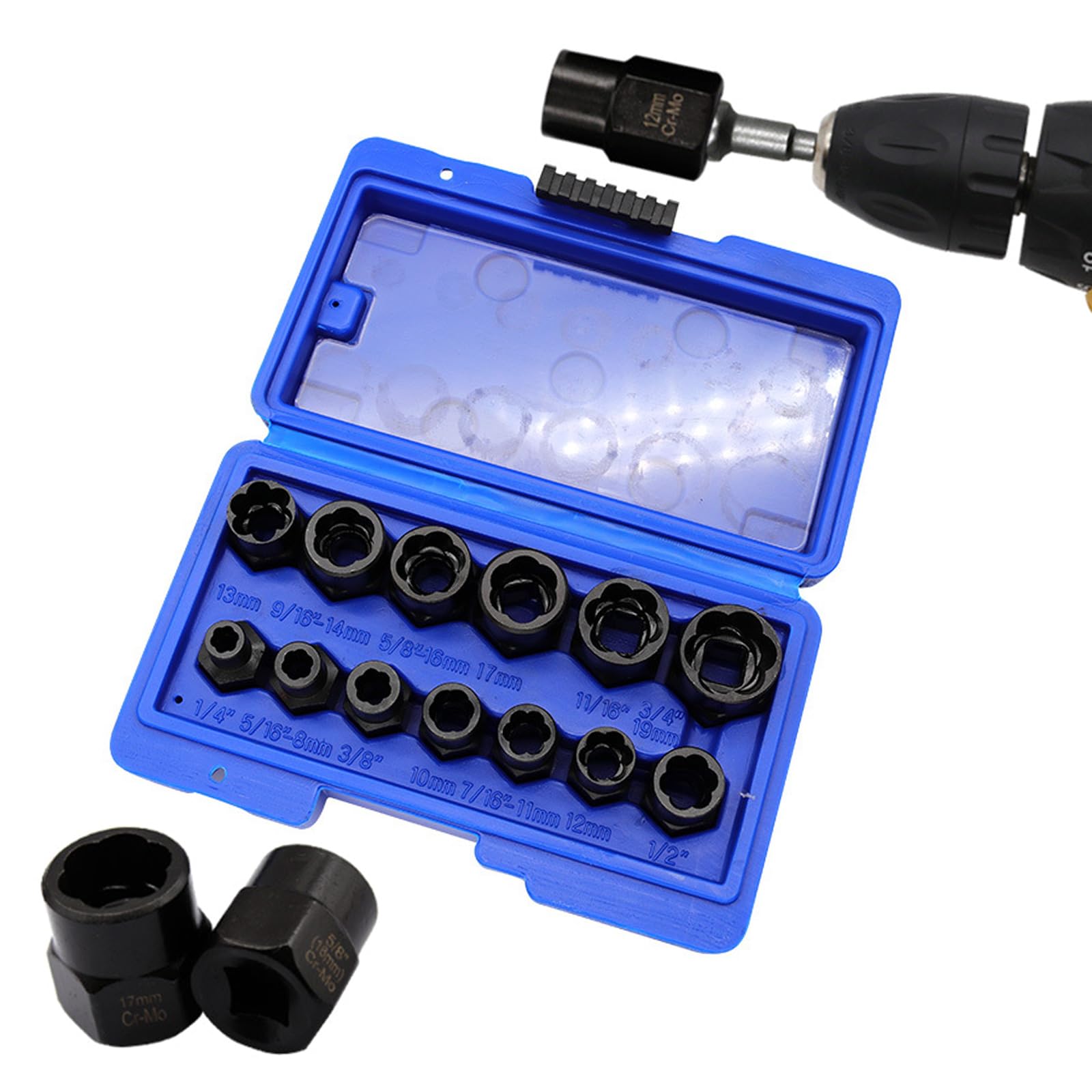 Juego de 13 Piezas de Herramientas para extraer Tornillos y Tuercas dañados, Llave de Tubo para Quitar Tornillos y Tuercas, Color Negro