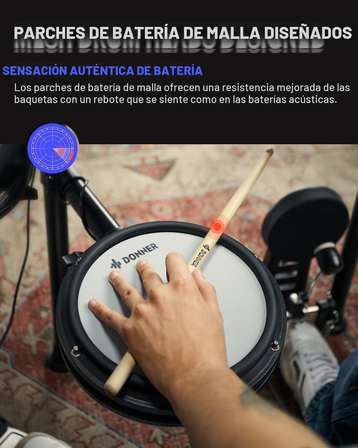 Donner DED-200 Electric Drum Set With Drum Throne/Maple Stick/Earphone/Audio Cable