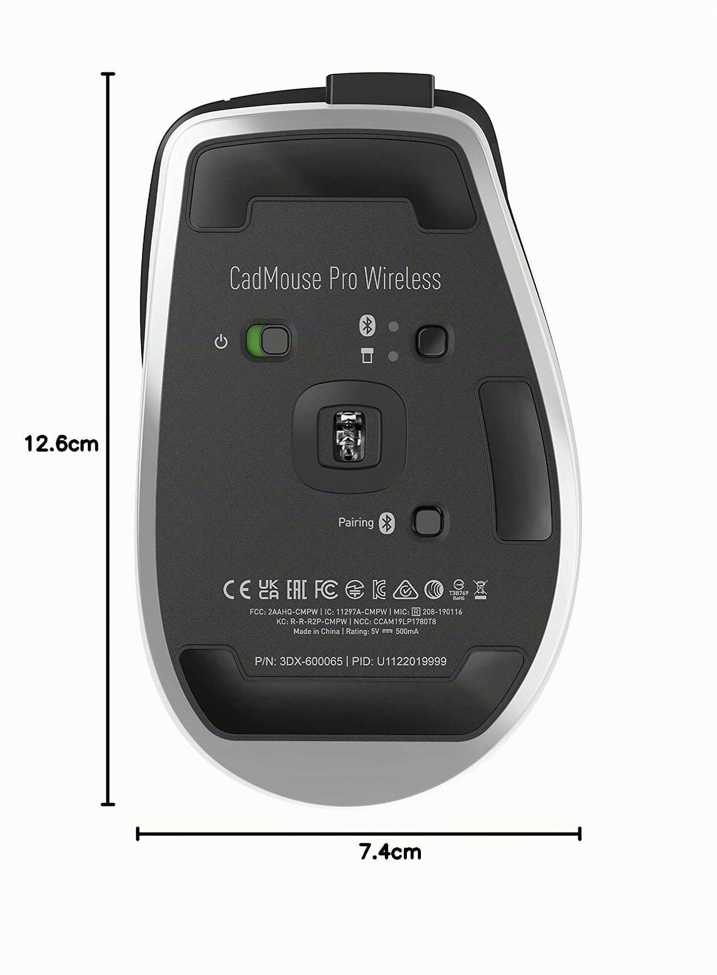 3Dconnexion CadMouse Pro Wireless (ratón ergonómico, óptico, inalámbrico, USB-C, diestros), negro mate