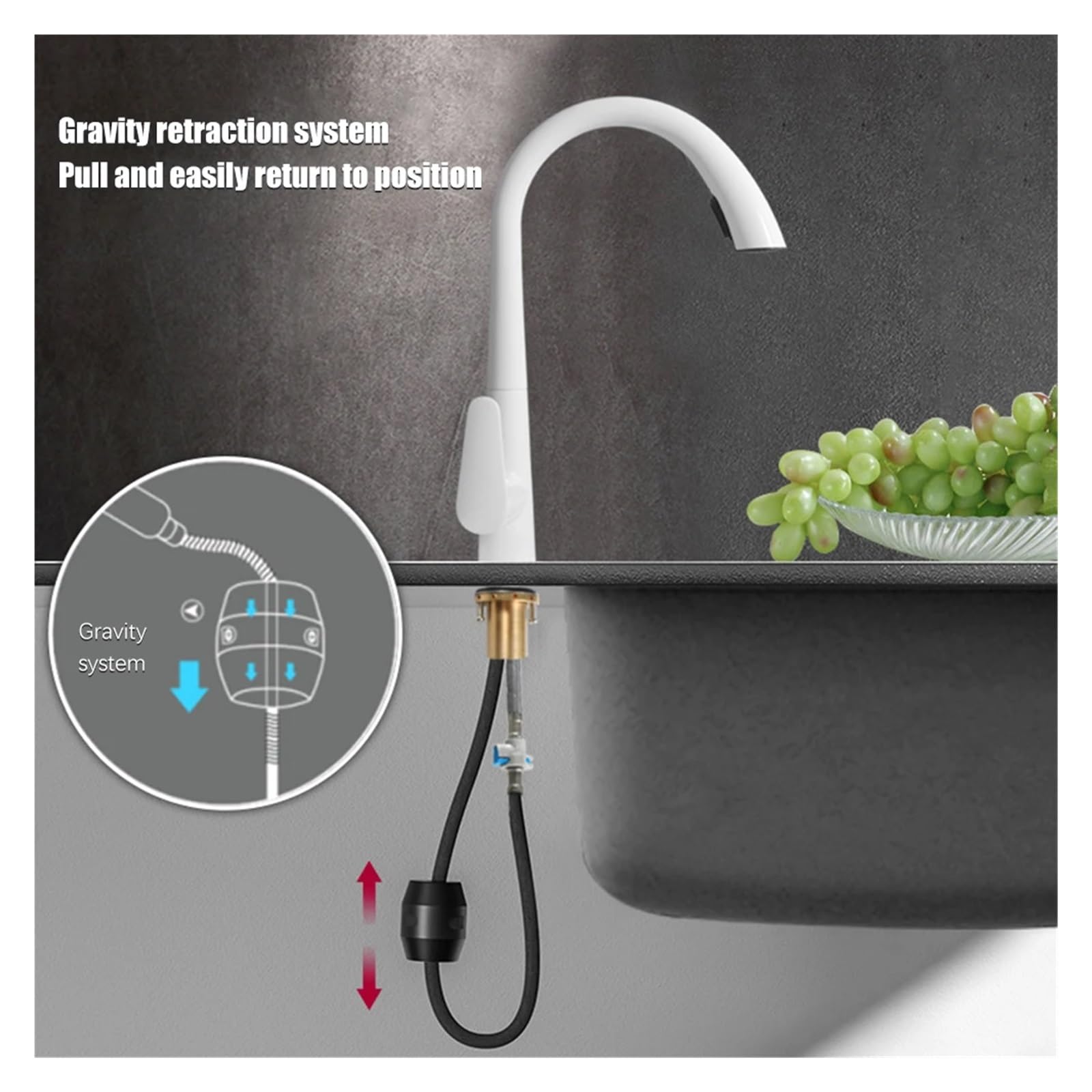 Grifo de Cocina extraíble Giratorio de 360 Grados, Grifo de Agua fría y Caliente para Lavabo, Fregadero, Grifo retráctil a Prueba de Salpicaduras para Fregadero de cocin