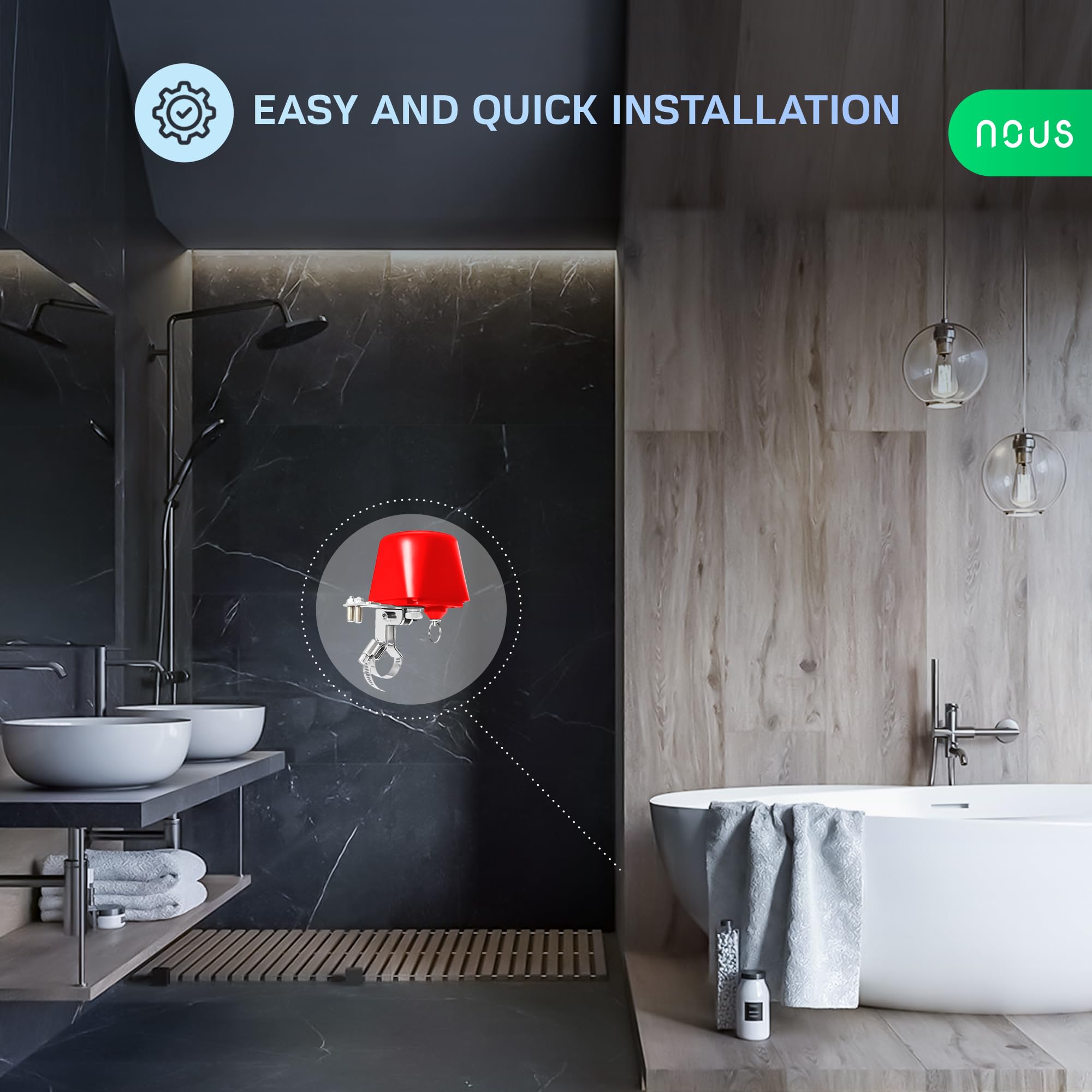 NOUS L3 Wifi Válvula de Agua Eléctrica, Google Assistant, Alexa Compatible, NOUS Smart Home App, TUYA smart life, Temporizador Riego Jardín Inteligente, Válvula de Agua 2,4 GHz WiFi.