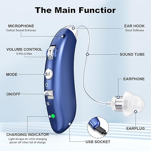 Miniatura 2 de Audífonos recargables para personas mayores con cancelación de ruido y control de volumen, amplificadores auditivos digitales para adultos con