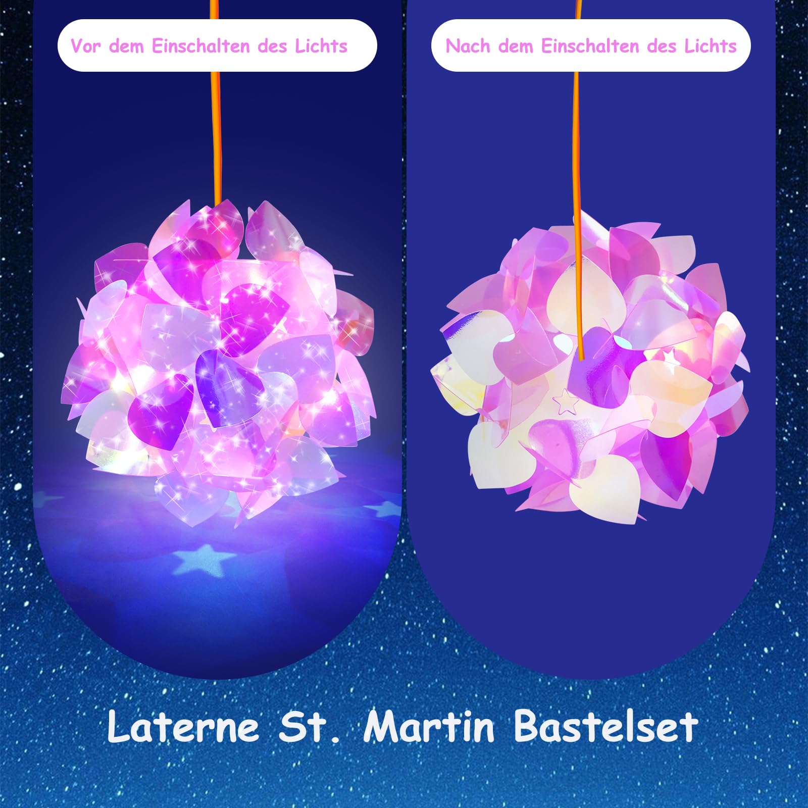 Set 2 Lanterne Fai Da Te Per Bambini Con Asta LED - Per S. Martino, Halloween E Natale, PVC Morbido