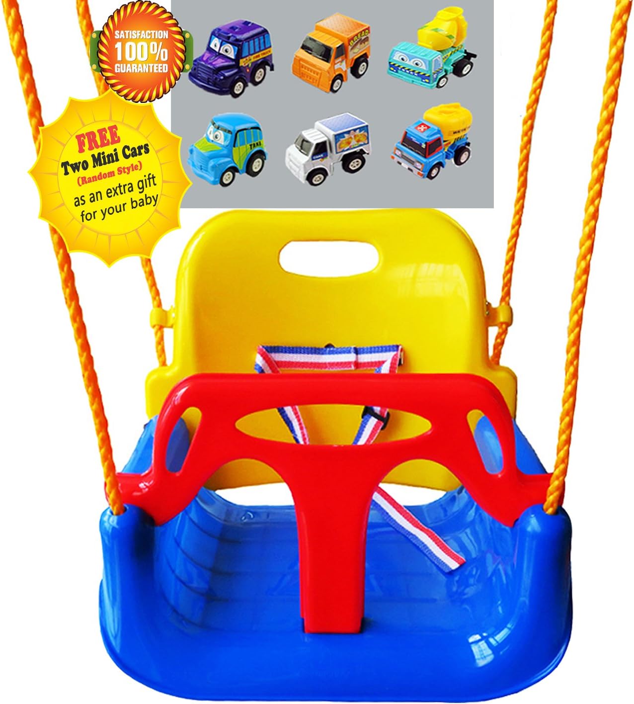 LITTLEFUN3-in-1 Infant to Toddler Swing Set Upgrade Anti-flip Snug & Secure Detachable Children Indoor Outdoor Play for Patio Garden Equipment(Color:Blue Chair)