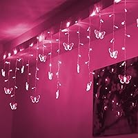 Vista 7 de Decorman Luces de Cortina de Mariposas, 4.9 pies, 48 Luces de Hadas LED USB para Ventana, 10 Mariposas, 8 Modos, Luces de Cadena con Parpadeo